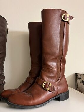 Women's Brown Leather Riding Boots